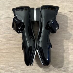 Danskin Girls Tap Dance Shoes Size 9 Black Silver  Aluminum Plates